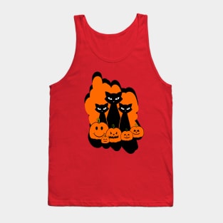 HAPPY Halloween Black Cats And Pumpkins Tank Top